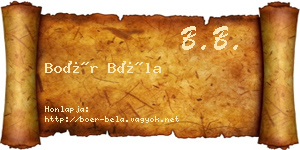 Boér Béla névjegykártya